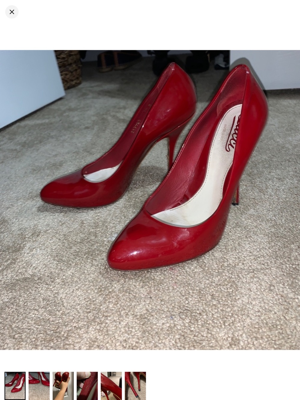 Gucci Red Patent Pointed-Toe High Heel Pumps